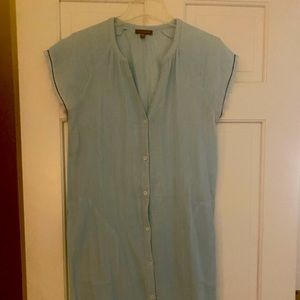 100% cotton baby blue dress mid length